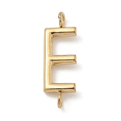 Letter E 304 подвески-соединители из нержавеющей стали, реальный 14 k позолоченный, Письмо E, 12x4x2 мм, отверстие : 1.2 мм
