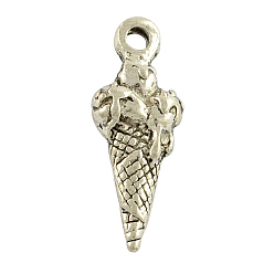 Antique Silver Tibetan Style Alloy Ice Cream Pendants, Cadmium Free & Nickel Free & Lead Free, Antique Silver, 18x7x3mm, Hole: 1.5mm, about 1282pcs/1000g