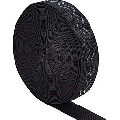 Black Polyester Non-Slip Silicone Elastic Gripper Band, for Garment Sewing Project, Black, 25x1mm, about 10yards/roll