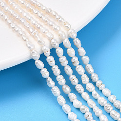 Кремово-белый Нити из натурального культивированного пресноводного жемчуга, рис, кремово-белые, 4~6x3~4 мм, отверстие : 0.5 мм, около 35~36 шт / нитка, 6.69~6.89'' (17~17.5 см)