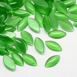 Medium Sea Green Cat Eye Cabochons, Horse Eye, Medium Sea Green, 20x10x3mm
