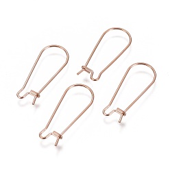 Розовое Золото Ионное покрытие (ip) 304 серьги-кольца из нержавеющей стали находки почечная проволока, розовое золото , 25x10x0.7 мм, 21 датчик