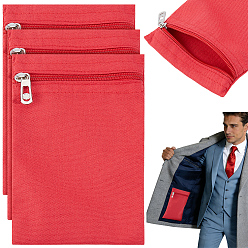 Red Canvas Cloth Zipper Bags, Rectangle, with Alloy Finding for Clothes Sewing, Red, 20x12.5x0.2cm