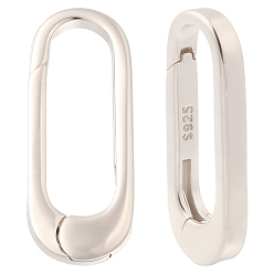 Платина 2 шт. 925 Кольца с пружинным затвором из стерлингового серебра, прямоугольные, 1двусторонняя полировальная салфетка из замши для серебра, платина, 18x7x2 мм