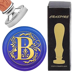 Letter B Наборы штампов для скрапбукинга своими руками, 1поликарбонатная латунная восковая печать с серебряным покрытием и 1поликарбонатной деревянной ручкой, В письме, штамп: 25x15 мм