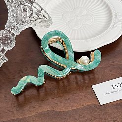 Средний Морско-зеленый Заколки для волос в форме когтей из ацетата целлюлозы, аксессуары для волос для женщин и девочек, формы волны, средний морской зеленый, 120 мм