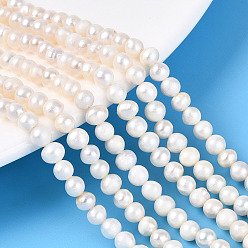 Кремово-белый Нити из натурального культивированного пресноводного жемчуга, картофель, кремово-белые, 4~5x3.5~4.5 мм, отверстие : 0.5 мм, около 87~89 шт / нитка, 13.58~13.98 дюйм (34.5~35.5 см)