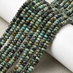 Африканский Бирюза(яшма) Бусы натуральная африканская бирюза (яшма), рондель, граненые, 4x2~2.5 мм, отверстие : 0.8 мм, около 59~60 шт / нитка, 14.92~15.04'' (37.9~38.2 см)