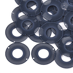 Морской Синий 430 соединительные звенья нержавеющие, окрашеные, гравированные металлические украшения, пончик, Marine Blue, 20x0.3 мм, отверстие : 1.2 мм