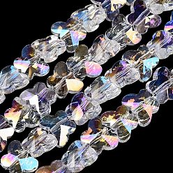 Clear AB Electroplate Glass Beads Strands, Butterfly, Faceted, AB Color Plated, Clear AB, 6x8x4~4.5mm, Hole: 0.9~1mm, about 97~102pcs/strand, 22.64~24.61 inch(57.5~62.5cm)