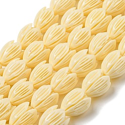 Синтетический Коралл Жадные цветочные синтетические коралловые нити, 12x10 мм, отверстие : 1 мм, около 22 шт / нитка, 9.5 дюйм (24 см)