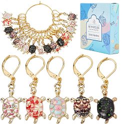 (52) Непрозрачная лаванда Маркеры с замком в виде черепахи, маркер петель с подвесками из сплава эмали с 304 пяльцами из нержавеющей стали, разноцветные, 4 см, 5 цветов, 4 шт / цвет, 20 шт / коробка