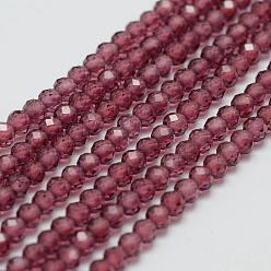 Granat Natürlicher Granat Perlenstränge, facettiert, Runde, 3 mm, Bohrung: 0.5 mm, ca. 120~124 Stk. / Strang, 12.8 Zoll (325 mm)