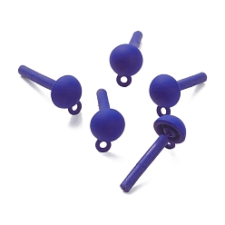 Royal Blue Spray Painted Alloy Stud Earrings Findings, with 925 Sterling Silver Pins and Loops, Half Round, Silver, Purple, 11x8mm, Hole: 1.8mm, Pin: 0.5mm