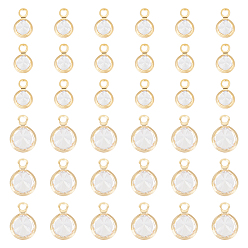 Золотой 40 шт. 2 кулоны из латуни с микропаве и кубическим цирконием, плоский круглый шарм, золотые, 7.5~9.5x4.8~7x2.5~3.5 мм, отверстие : 1.4~1.5 мм, 20 шт / стиль