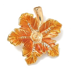 Золотой Кулон из латуни, микропаве, прозрачный кубический цирконий, подвеска, кабошон, кленовый лист подвески, с эмалью, за половину пробурено бисера, золотые, 30.5x27x4 мм, отверстие : 5x2 мм, лоток : 5 мм