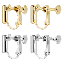 (52) Непрозрачная лаванда 20шт 2 цвета латунь преобразователи выводы, для не проколотых ушей, настоящее золото и платина, 14x16x5 мм, отверстие : 0.6 мм, 10 шт / цвет