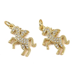 Настоящее золото 18K Латунные микро проложить кубического циркония подвески, лошадь, долговечный, без кадмия и без свинца, стойки покрытие, с целью перехода в кольце, реальный 18 k позолоченный, 19.5x12x2.5 мм, отверстие : 3.2 мм