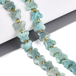 Amazonite Natur Amazonit Perlen Stränge, Schmetterling, mit Glasperlen, 7~8.5x9.5~11x3.5~5 mm, Bohrung: 1~1.2 mm, ca. 41~45 Stk. / Strang, 14.96~15.16 Zoll (38~38.5 cm)