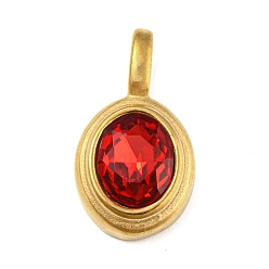 Светло-сиамский Позолоченные 304 подвески со стразами из нержавеющей стали, овальные амулеты, Light Siam, 23.3x13x6 мм, отверстие : 6x3 мм