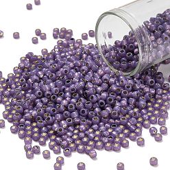 (2124) Silver Lined Milky Lavender Тохо 8/0 круглые бусины, японский бисер, (2124) молочно-лавандовый с серебряной подкладкой, 3 мм, отверстие : 1 мм, Около 222 шт / 10 г