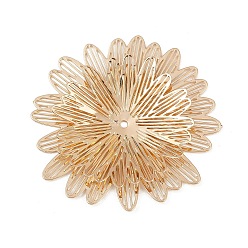 Light Gold Железные подвески, цветочный шарм, полый, золотой свет, 41x3 мм, отверстие : 1.4 мм