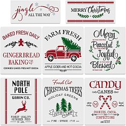 Mixed Color Plastic Drawing Painting Stencils Templates, Square, Word, Mixed Color, 13.9~30.4x30.4~35.9cm, 8pcs/set