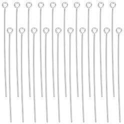 Платина 20шт. 925 булавки для глаз из стерлингового серебра, с замшевой тканью из поликарбоната квадратной серебряной полировальной салфеткой, платина, 1 мм, отверстие : 40x2.5x0.5 мм, 1.4 датчик