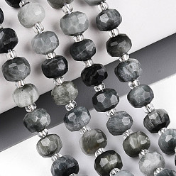 Орлиный Глаз Камень Натуральный орлиный глаз бусы, с бисером, граненые, рондель, 7~8.5x5~7 мм, отверстие : 1 мм, около 44~56 шт / нитка, 14.96~15.55 дюйм (38~39.5 см)
