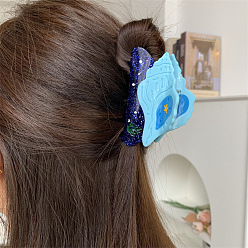 Светло-Голубой Заколки для волос с когтями из ацетата целлюлозы (смола), формы раковины, Небесно-голубой, 81.5x47.5x44.5 мм