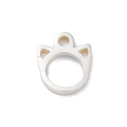Cat Shape 925 полые подвески из стерлингового серебра, серебряный цвет гальваническим, форма кошки, 8.5x7x1 мм, отверстие : 1.2 мм