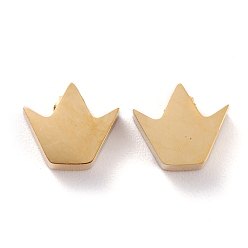 Golden Ion Plating(IP) 304 Stainless Steel Charms, Crown, Golden, 8.8x10x3mm, Hole: 1.8mm