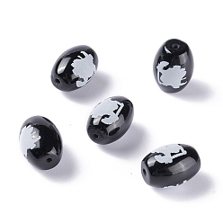 Sarasvati Pattern Тибетского стиля бусы дзи, природных бисера агат, окрашенная и подогревом, овальные, сарасвати узор, 13.5x10 мм, отверстие : 1.2 мм