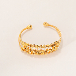 Золотой Элегантные многослойные текстурные латунные бусины браслеты-манжеты, золотые