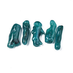 Teal Acrylic Links, Imitation Gemstone Style, Two Tone Color, Nuggets, Teal, 35~42x9~21x8~12mm, Hole: 2mm, about 125pcs/500g