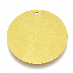 Gold Aluminium Pendants, Laser Cut Pendants, Flat Round, Stamping Blank Tag, Gold, 50x1.5mm, Hole: 3.5mm
