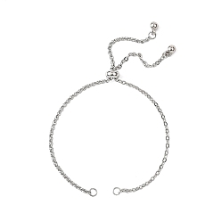 Нержавеющая Сталь Цвет 304 изготовление браслетов-цепочек из нержавеющей стали, с латунными скользящими бусинами, цвет нержавеющей стали, 9-1/2 дюйм (24 см)