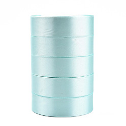 Cyan Single Face Satin Ribbon, Polyester Ribbon, Cyan, 1 inch(25mm) wide, 25yards/roll(22.86m/roll), 5rolls/group, 125yards/group(114.3m/group)