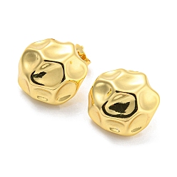 Real 18K Gold Plated Half Round Stud Earrings, Brass Jewelry for Women, Cadmium Free & Lead Free, Real 18K Gold Plated, 20x19.5mm