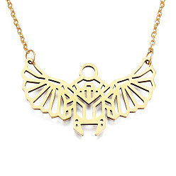 Золотой 201 подвесные из нержавеющей стали ожерелья, с кабельными цепями, скарабей, золотые, 17.7 дюйм (45 см), 2 мм, скарабей: 22x35.5x1 мм