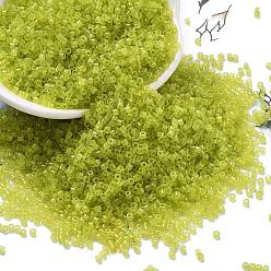 Желто-Зеленый Стеклянные бусины прозрачных цветов, цилиндр, желто-зеленый, 1.6x1.3 мм, отверстие : 0.8 мм, Около 60000 шт / фунт