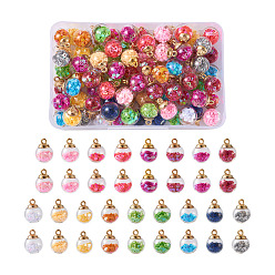 (52) Непрозрачная лаванда Прозрачные стеклянные глобусы подвесные наборы, с блестками в виде сердца внутри и держателями для пластиковых стаканчиков ccb, круглые, разноцветные, 21x16 мм, отверстие : 2 мм, 85 шт / коробка