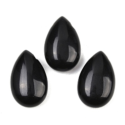 Обсидиан Природные подвески обсидиана, слезинки, 28~28.5x18~18.5x6~6.5 мм, отверстие : 2.5~3 мм
