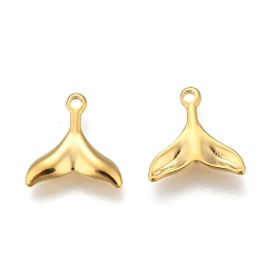 Золотой 304 прелести нержавеющей стали, лазерная резка, рыбий хвост, золотые, 11x11x1.5 мм, отверстие : 1 мм