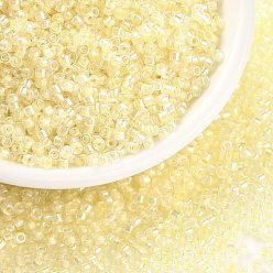Желтый Цилиндрический бисер, единый размер, прозрачные цвета радуги, желтые, 2x1.3~1.5 мм, отверстие : 0.8~1 мм, около 80000 шт / упаковка, 450 г / мешок