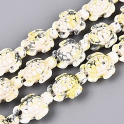 Silver Synthetic Turquoise Dyed Beads Strands, Fuel Injection Effect, Sea Turtle, Silver, 17~18x14~14.5x7mm, Hole: 1.6mm, about 22~23pcs/strand, 14.96''~15.35''(38~39cm)