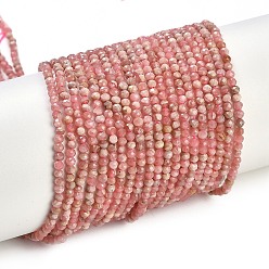 Родонит Природные родонит бисер нитей, граненые, класс А, круглые, 2 мм, отверстие : 0.5 мм, около 184 шт / нитка, 38~39 см