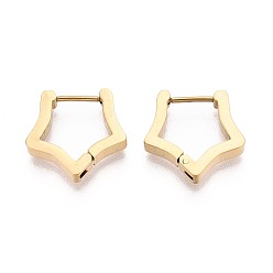 Настоящее золото 18K Серьги из 304 нержавеющей стали, звезда, ионное покрытие (ip), реальный 18 k позолоченный, 16x16.5x3 мм