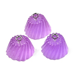Орхидея Подвески из смолы, желе, с платиново-железными петлями, сиреневые, 13x16 мм, отверстие : 2 мм
