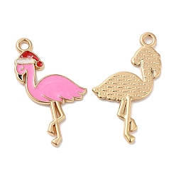 Flamingo Shape Рождественские эмали сплава подвески, долговечный, с блеском порошок, без кадмия, без никеля и без свинца, золотые, форма фламинго, 30x18x1.4 мм, отверстие : 1.8 мм